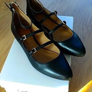 New Calvin Klein ankle strap black flats